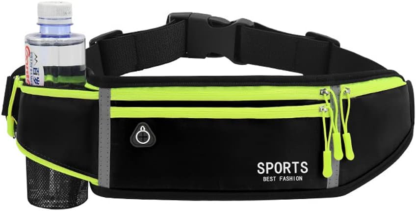 Riñonera Running para Hombre Mujer Impermeable Cinturón de Correr con Porta Botella Riñonera Deportiva con Correa Elástica y Bandas Reflectantes para Correr Fitness Deportes