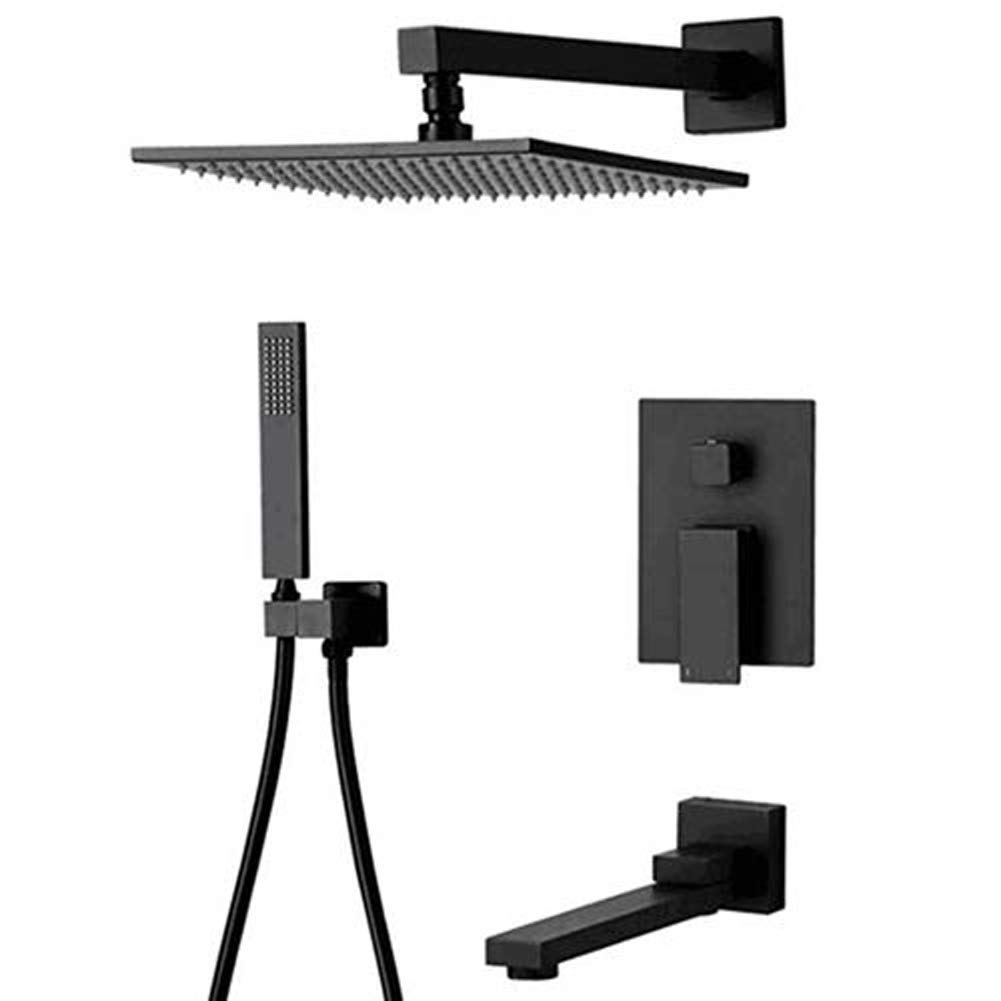 Juego de sistema de grifo de ducha de lluvia negro de 10 pulgadas, sistema de ducha de lluvia negro mate de alta calidad, juego de ducha de lujo