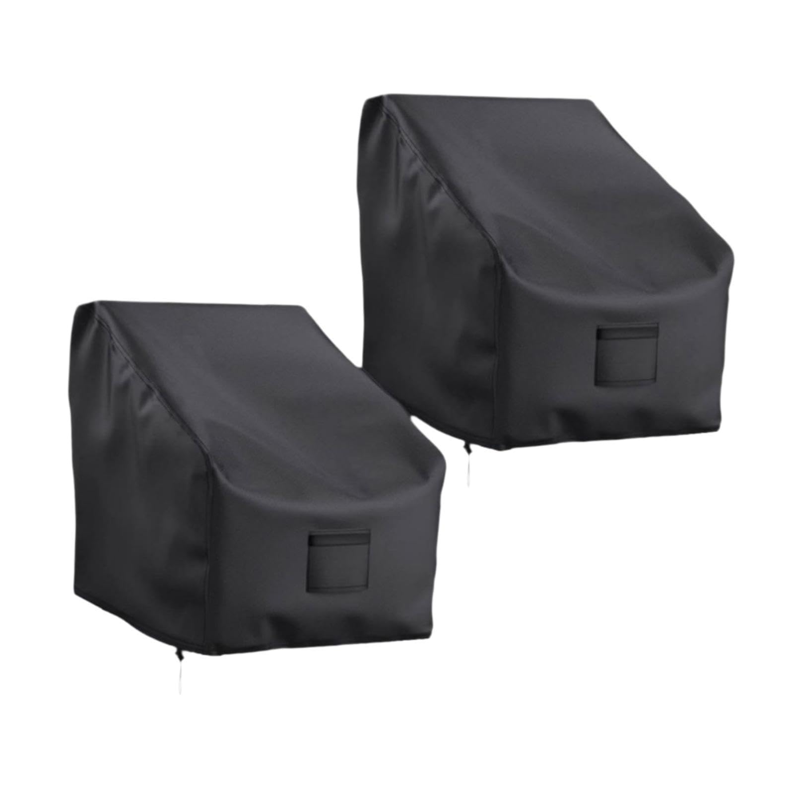 perfk 2 Piezas de Fundas para sillas de Patio, Funda para sillón, Tela Oxford Impermeable Negra para Muebles de Exterior, Resistente, 36 Pulgadas X 37