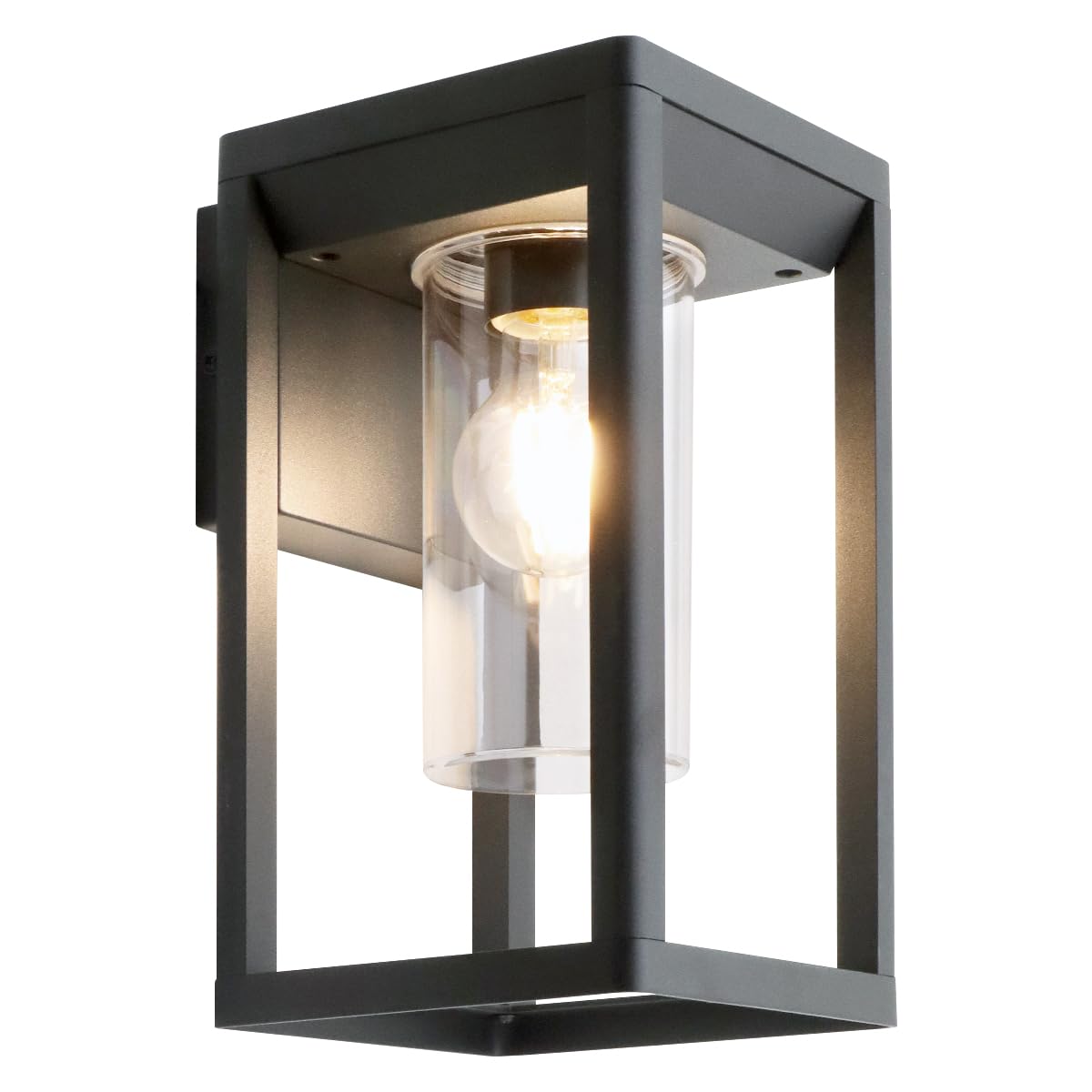 Long Life Lamp Company Grey Outdoor Wall Light Lantern Clear Diffuser Garden Wall Lantern Rectangular Porch Light Zlc376 With Led 4W Warm