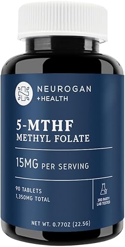 L-5-MTHF Suplemento de metilfolato, 15 mg - Ácido fólico activo para una mayor absorción - Vegano, sin gluten y sin OMG - Apoya la salud cognitiva,