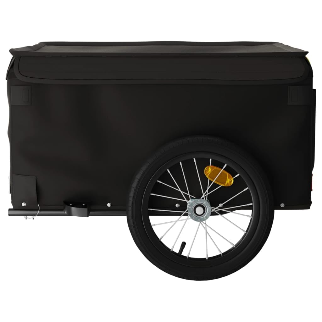 Fahrradanhänger Schwarz 45 kg Eisen, Fahrrad-Lastenanhänger, Fahrrad-Großlastwagenanhänger, Fahrrad-Lastenwagen, Fahrrad-Lastenwagen, Radfahren, Camping, Gepäckaufbewahrung, Träger, Transport, Typ2