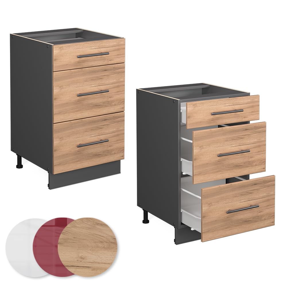 Vicco Mueble bajo de Cocina Fame-Line, Roble Dorado, 50 cm | sin encimera, para combinar con otros módulos de la serie Fame-Line