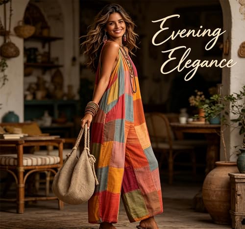 Overol holgado para combatir el calor con estilo boho floral moderno 7