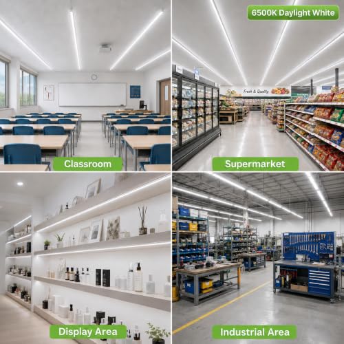 Image of LightingWill 2FT LED T5 Integrated Fixture, 10W 6500K Daylight White, Linkable Utility LED Shop Light with Built-in ON /Off Switch, Under Cabinet Lighting, 1 Pack