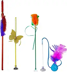 Kit de Brinquedos para Gatos 4 Varinhas Interativas e Estimulantes