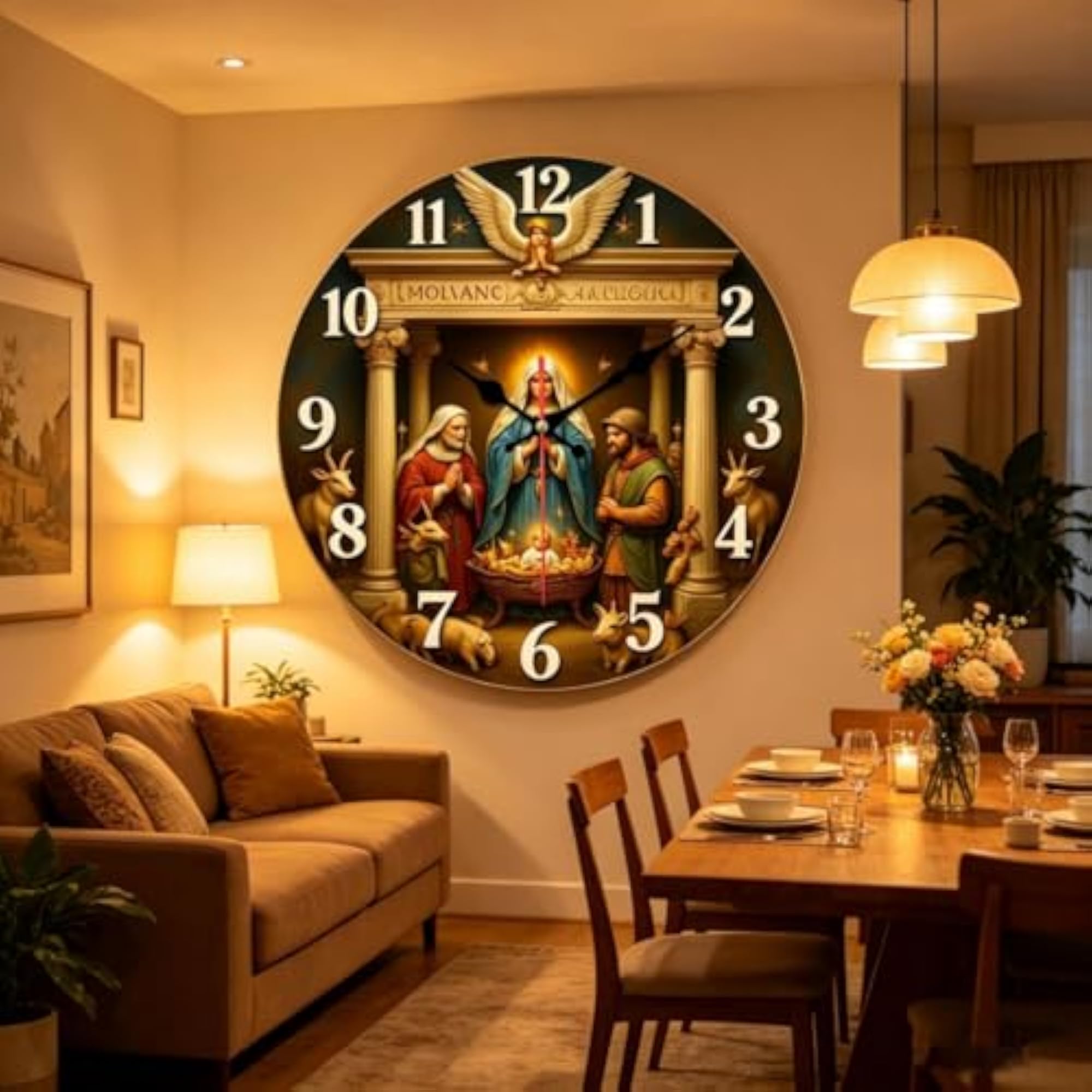 Round Analog Wall Clock Red Sweep Hand