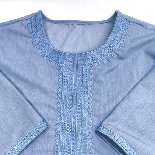 Albornoz de tiempo libre para hombre estilo túnica holgada con cuello de pico suave 5