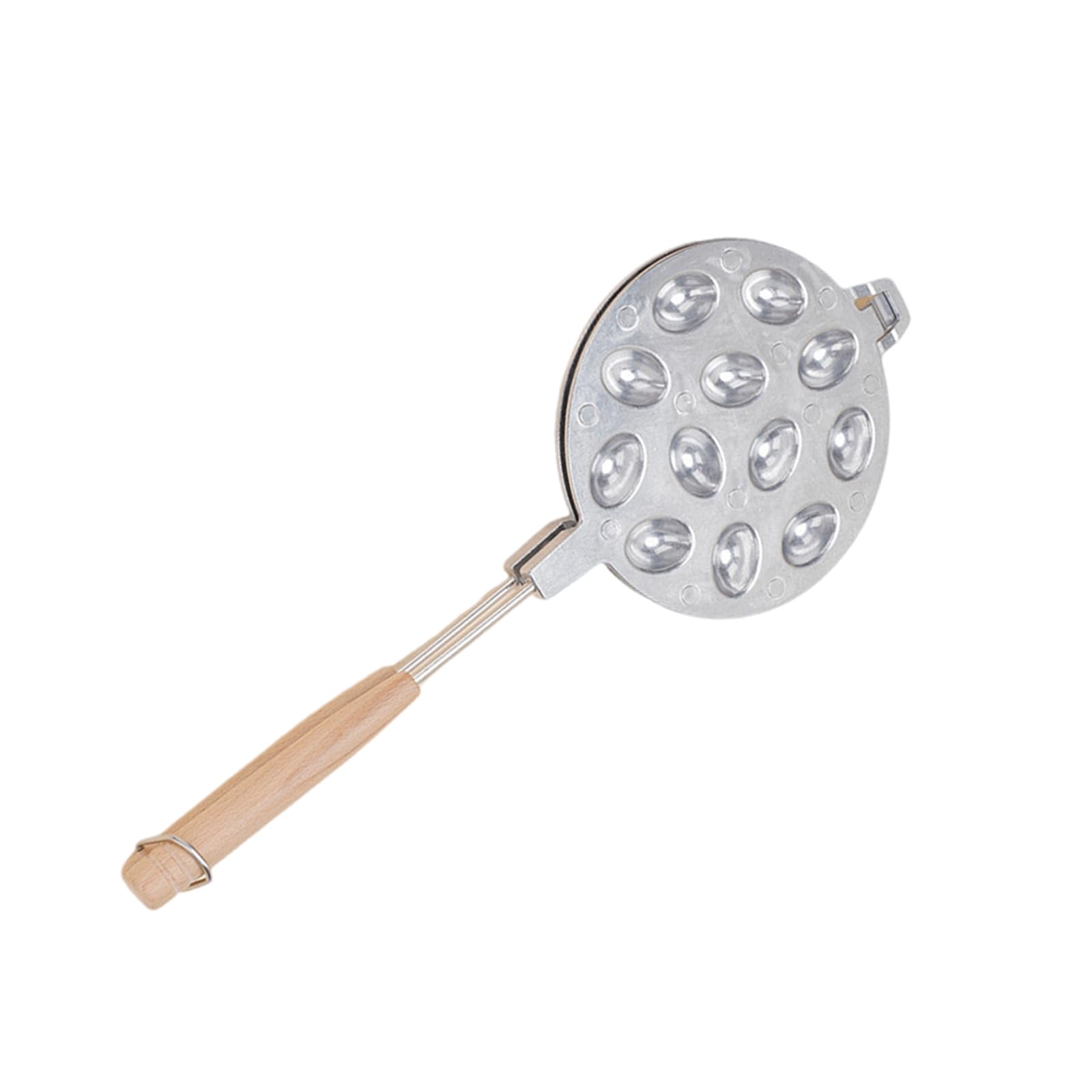 MICFENY Nonstick Cookie Maker Pan Oval Baking Tool for Nut Waffles and Pastries with Wood Handle Aluminum Alloy Bakewares