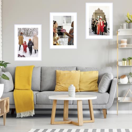 Image of JCJMY 20x28 Picture Frame with 16x24 Mat, Display Photo 16x24 with Mat or 20 x 28 Without Mat, Wall Hanging Large 20 by 28 Poster Frame with Plexiglass, White