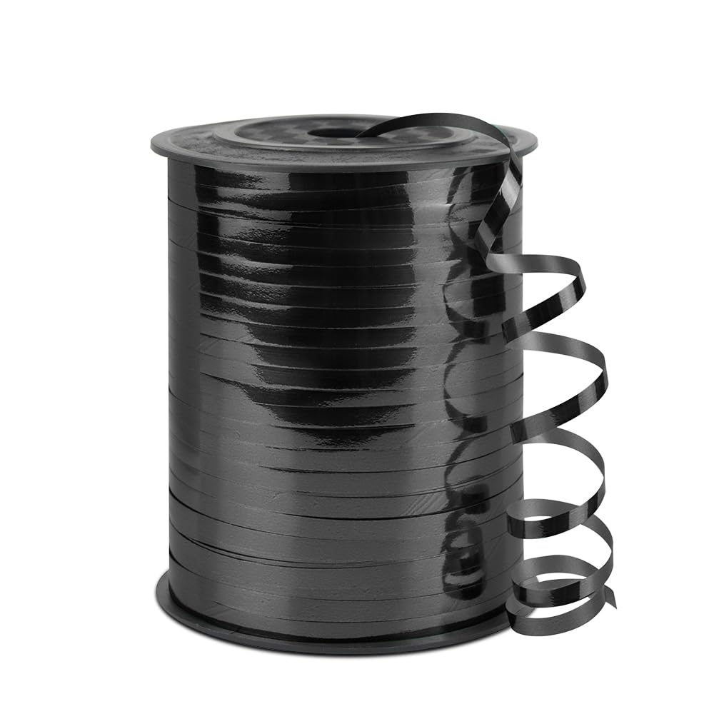 Black Curling Ribbon, 1/5" Wide x 500 Yards Christmas Curling Ribbons for Gift Wrapping, Party Decoration, Balloon String, Hair, Ribbons for Florist