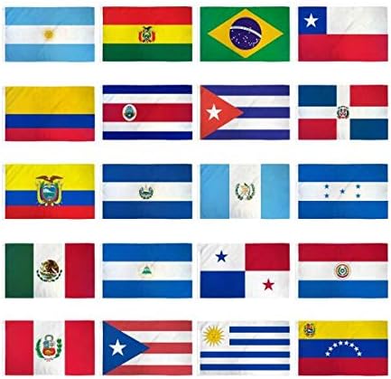 OnPoint Wares Set of 20 Latin American Flags – 2x3 ft Each | Durable Polyester Country Flags for Outdoor or Indoor Display (FI)