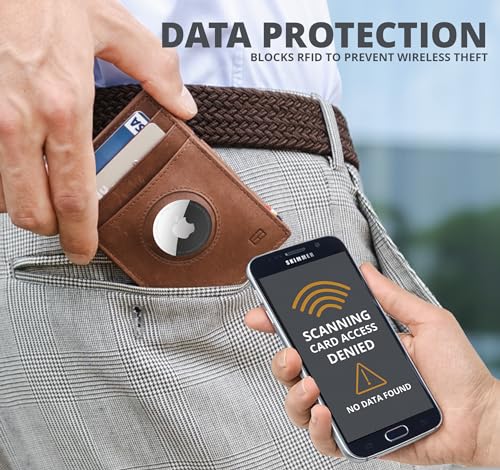 GARZINI Magic AirTag Wallet, Mens Wallet with Airtag Holder, Minimalist Wallet with RFID card holder, Leather Wallet for 10 cards, Carbon Black4