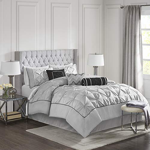 Madison Park MP10-1328 Laurel 7 Piece Comforter Set Queen Grey