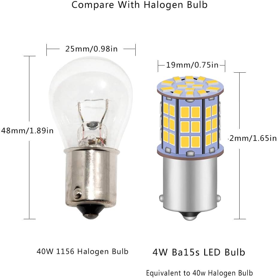 GRV Ba15s 1156 1141 LED Bulb 4W 56-2835SMD Super Bright AC/DC12V-24V for RV Trailer Tail Light Camper Motorhome Interior Dome Lights Warm White 3000K Pack of 6