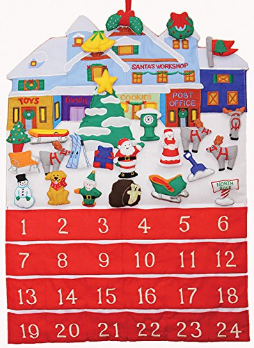 アドベントカレンダー　サンタイズカミング Amazon.com: Santa's Workshop Fabric Advent Calendar