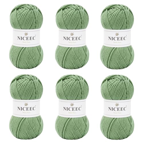 Image of NICEEC 300g Soft Assorted Colors Yarn - Sport Weight,100% Acrylic, 4 Ply, Bonbons Yarn for Crochet & Knit, DIY Project Starter Kit for Kids or Adults(Total 870yds) - Willow