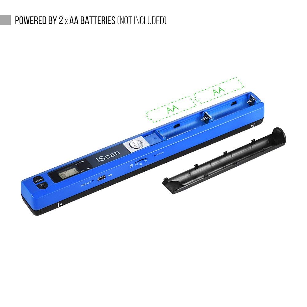 iScan Magic Wand - Escáner portátil para tarjetas de visita y documentos de mano, tamaño mini USB móvil (azul)