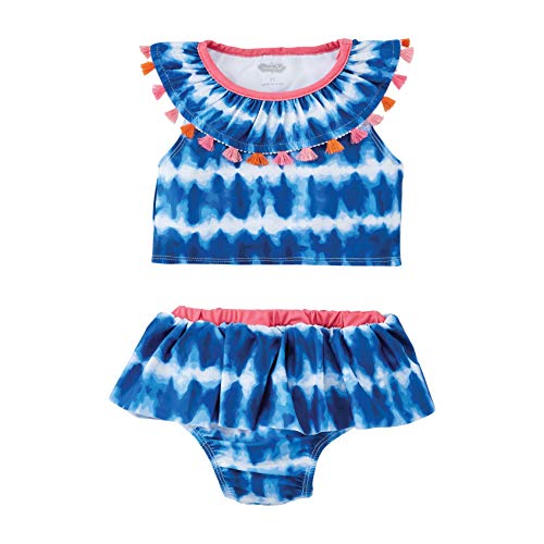 Mud Pie Girls' TIE DYE Tassel Swimsuit, Blue, 2T