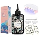 SANAAA UV Resin Kit 100g UV with UV Lamp - Transparent Hard Resin - 100g Starter Kit - UV Sun Curing Resin for Making Earrings, Pendants, Jewelry