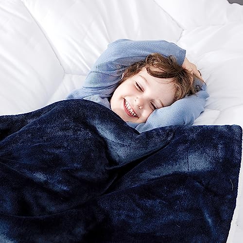 Image of Bedsure GentleSoft Bedding Fleece Blanket for Girls and Boys - Soft Cozy Cute Small Throw Blankets for Travel, 43x55 Inches, Navy