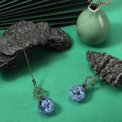 Image of GORGECRAFT 2PCS Ceiling Fan Pull Chain 15 Inches Light and Fan Cord Round Swith Connector Royal Blue Crystal Diamond Fan Pull Chain Charms Ceiling Fan Pull Chain Extenders for Ceiling Light Lamp