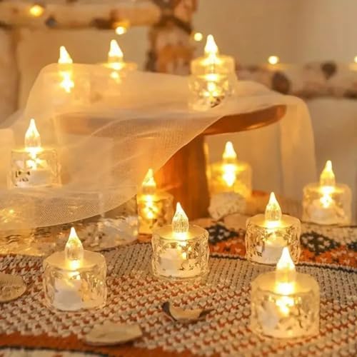 8 Velas Led Eletrônica Tranparente Geometrica 7 e 5 cm