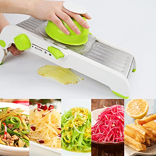 Verstelbare Snijmachine Roestvrijstalen Handmatige Snijder Groenterasp Julienne-snijder Fruithakselaar,Green - Image 4