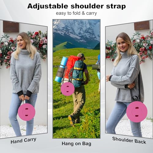 Image of ALEVMOOM Upgraded Collapsible Stool with Thickened Cushion 18.1 inch,600Lbs Max Weight Wider & Taller Pop Up Stool, Heavy Duty Portable Retractable Folding Chair or Travel Foot Rest for Camping, Outdoors