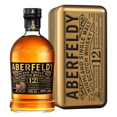 Aberfeldy 12 Year Old Single Malt Scotch Whisky in confenzione in latta regalo a forma di lingotto...
