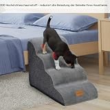 Breiter Hundetreppe 4 Stufen 50cm hoch für Kleine Hunde, Hochdichtem Schaumstoff Haustiertreppe, Waschbarem Bezug und Rutschfestem Boden, 51x72x41cm