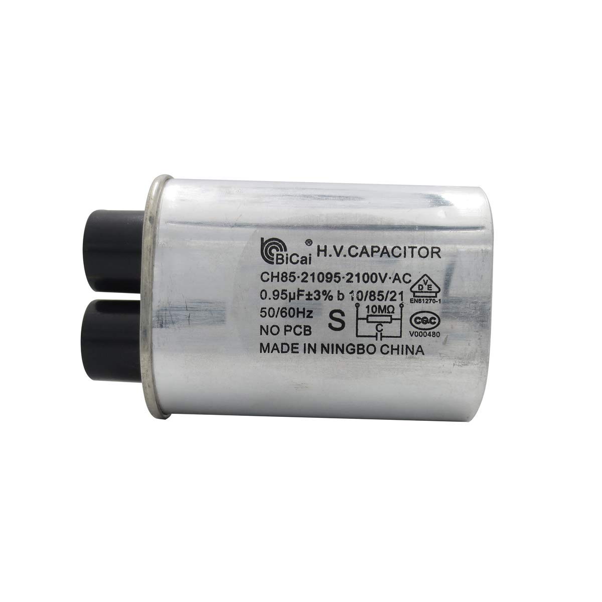 METER STAR CH85 Microwave High Voltage Capacitor, 1.05 µF 2100 VAC 50/60 Hz, CQC & VDE Certified, EN61270-1, 6.35 x 0.8 mm Terminals, No PCB, Replacement for GE WB27X10701