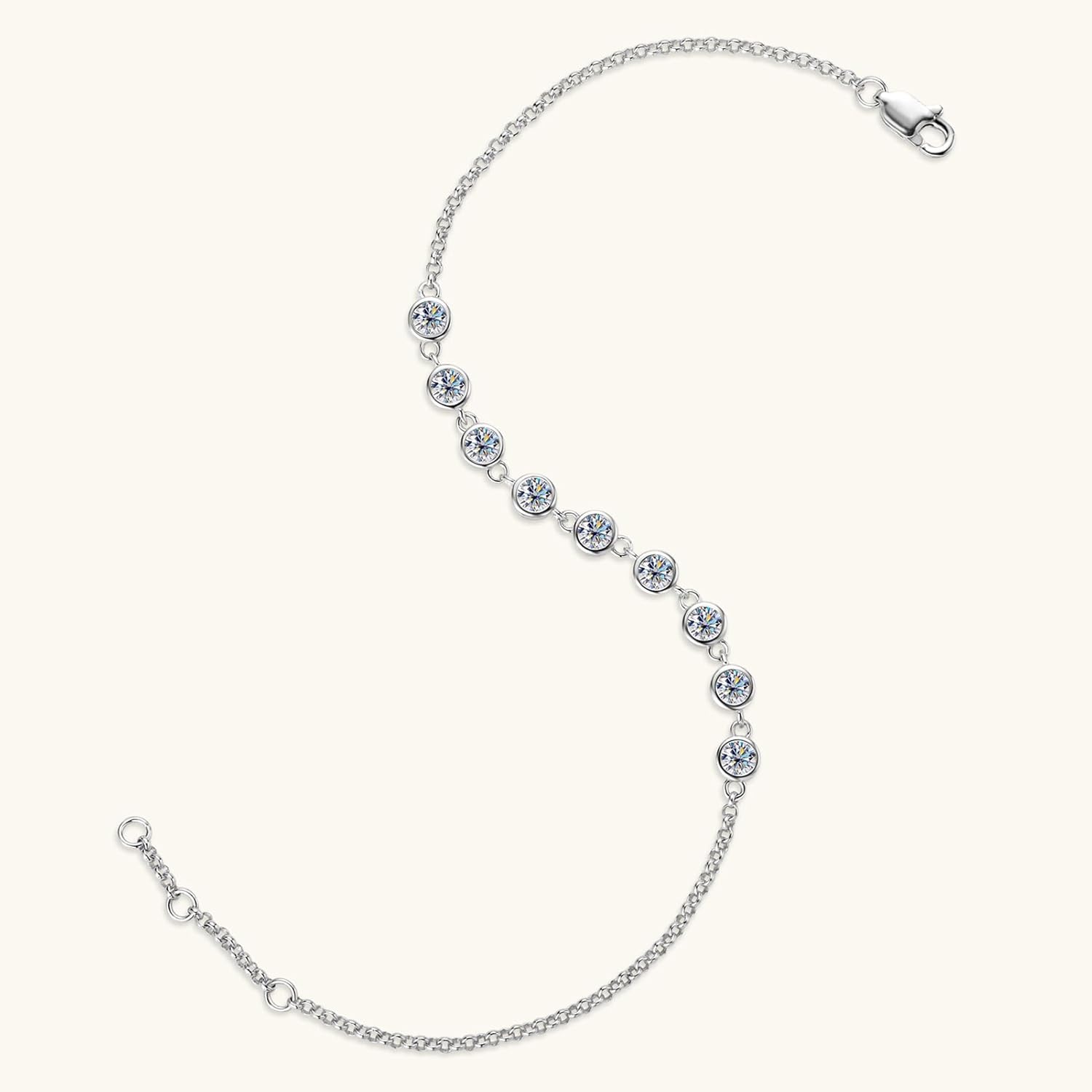 Moissanite Link Bracelet 0.9cttw D Color VVS1 925 Sterling Silver Delicate Precious Stylish Bracelet for Women Mom Birthday Gifts - Image 5