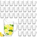 Tessco for you 36 Pcs Plastic Pitchers 60 Ounce Clear Restaurant Jug Large Water Pitcher Carafe Serve Milk Tea Juice Drink for Parties Container Dispenser Beer Jar (Classic)