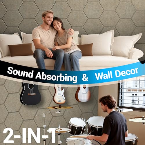 Image of Acoustic Panels, Magrowill 12-Pack Soundproof Wall Panels 14 X 12 X 0.4 Inches, Sound Absorbing Panels with Full Self-Adhesive, Interior Wall Decor Felt Tiles Board