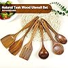 FJNATINH 6 PCS Teak Wooden Cooking Kitchen Utensils Set, Large Wooden Spoons for Cooking Mixing Baking, Non-stick Kitchen Utensils Set Gifts for Women Housewarming Gifts #1