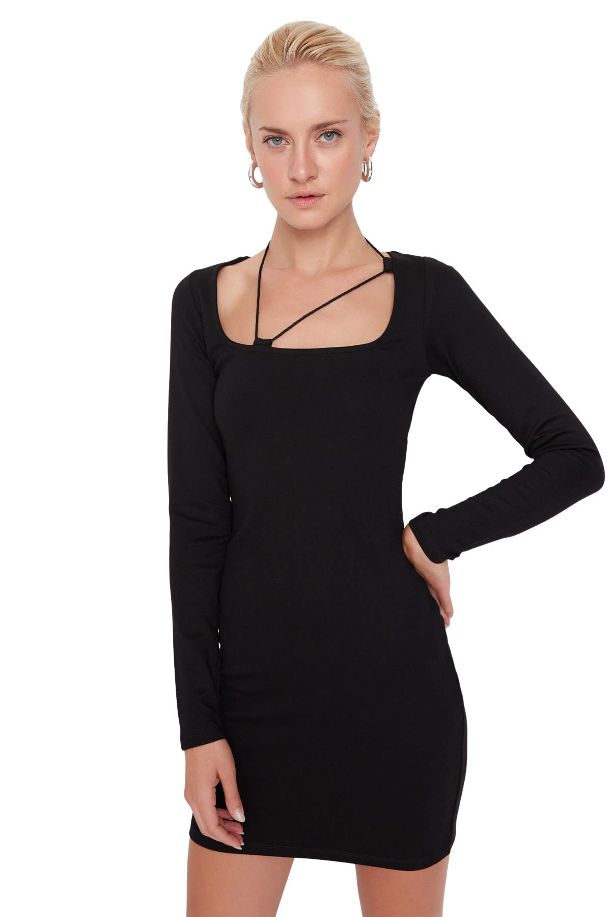 Trendyol Woman Slim Standard Scoop Neck Knit Dress Vestido Mujer (Pack de 1)