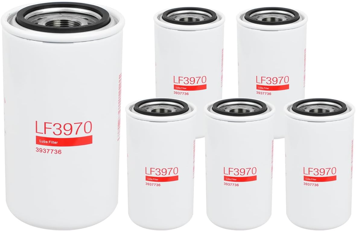 LF3970 Oil Filter Fits for Cummins QSB ISB engines 3937736 5404947 Replacement For 3937736,3937144,B7177,P550428,Fits For QSB5.9L/6.7L,ISB07 6.7L Diesel Engines(Set of 6)
