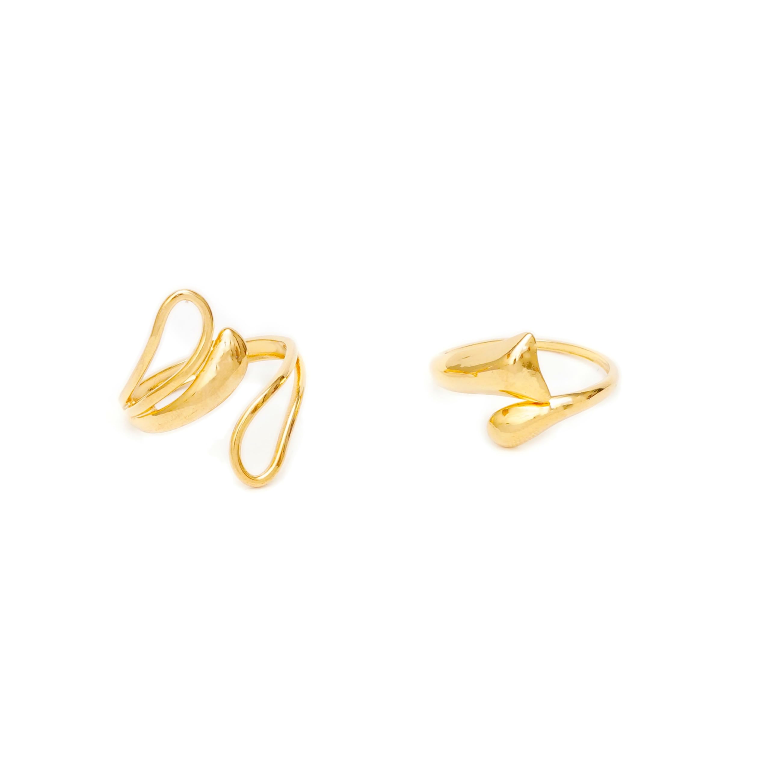 2 Pcs Anti Tarnish Gold Plated Ring For Women, Free size Adjustable Latest Stylish Gift Rings Set For Women's and Girls - R04