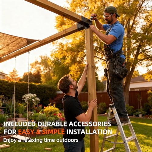 Kit de Soportes para Pergola DIY 2 piezas, Soportes de Esquina de Ángulo Recto de 3 Vías para Postes de Madera de 8"x8" (7.5"x7.5" reales), Soportes Metálicos de Alta Resistencia para Pabellón Exterior, Cabaña de Troncos miniatura 5