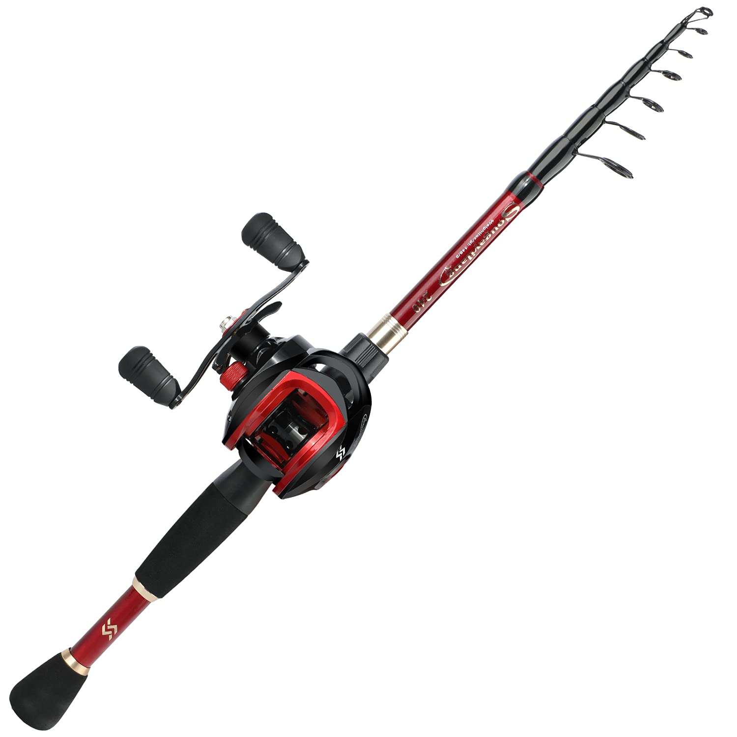 Sougayilang Baitcaster Combo Fishing Rod and Reel, Red, Left, 1.8M - Image 1