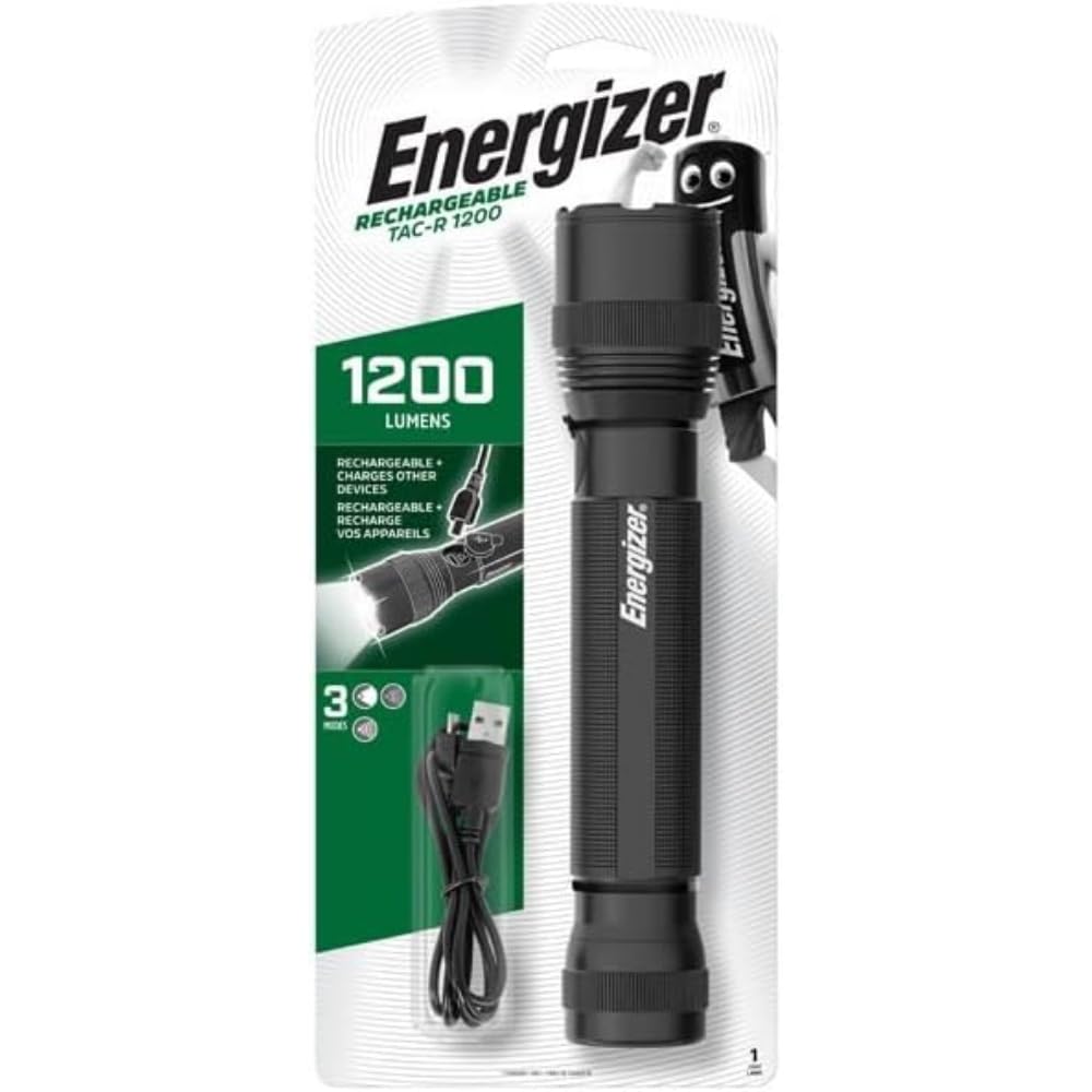 Energizer Professional Lampe torche rechargeable USB pour usage professionnel, 1200 lumens, avec câble USB et 3 modes d'éclairage