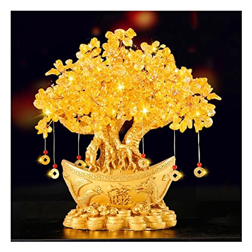 Arbre à argent en citrine et cristal naturel pour décoration Feng Shui