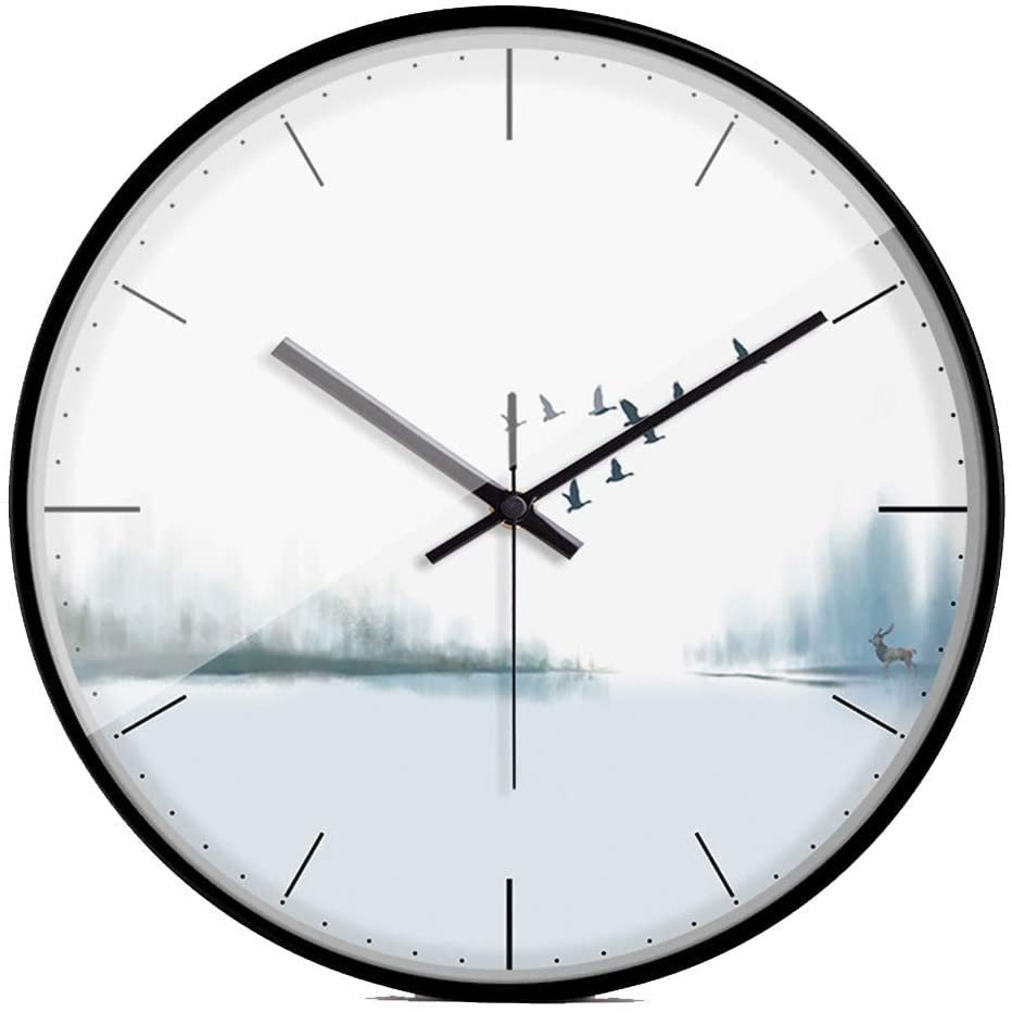 Horloge murale pour la maison style peinture à l'encre et quartz silencieux