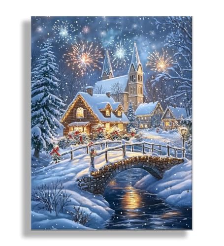 Peinture par numéro adultes forêt de neige kit complet acrylique 45x60cm
