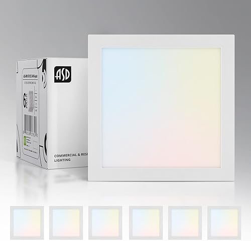 Miniatura 1 de ASD Paquete de 6 luces LED cuadradas de techo empotradas de 7 pulgadas  Luces planas ultrafinas regulables de 12 W 1034 LM, 3000 K-5000 K ajustables