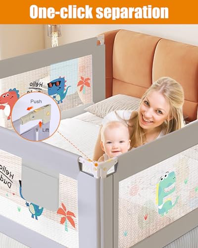 Sponde Letto Bambini 180 CM,Sponda per Letto di Sicurezza per Bambini,Bambini Barriera Letto Altezza può Sollevamento Verticale,Bambini Può Sollevamento Verticale Sponda Letto anti Caduta(Un Lato) - 3