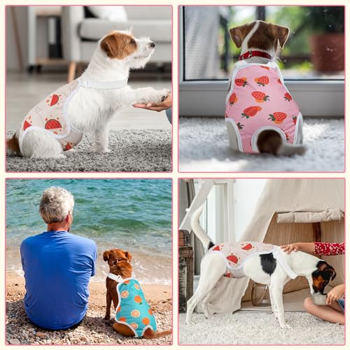 Image of Jollywoods 3 Pack Washable Female Dog Diaper Onesie Sanitary Pantie with Adjustable Suspender, Fixed Doggie Diapers, Super Absorbent Leakproof for Dog in Heat Cycle