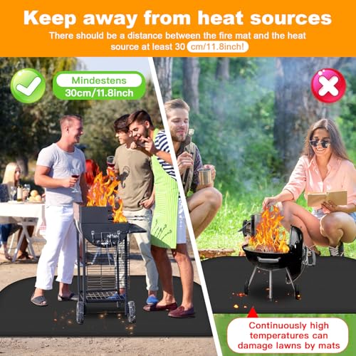 ImnBest Feuerfeste Unterlage 150x100cm, Faltbare Grillmatte Bodenschutz Grillunterlage, Silikon-Glasfaser Hitzebeständige Wasserbeständige Grillmatte für BBQ Grills, Kamin, Boden, Rasen und Camping – Bild 5