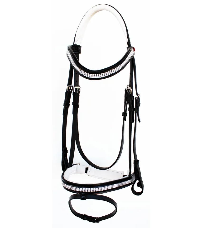English Horse ST-027 - Riendas de cuero acolchadas extraíbles para caballo, color negro